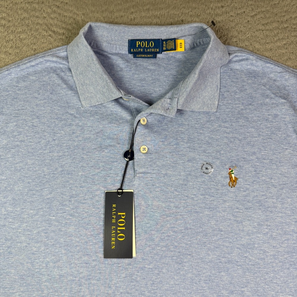 Polo Ralph Lauren Shirt Mens XL Blue Flesh Pony Pima Soft Touch Short Sleeve NEW